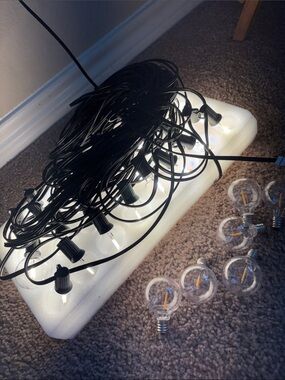 Amazon Black Party String Lights with Clear Bulbs; NWOT